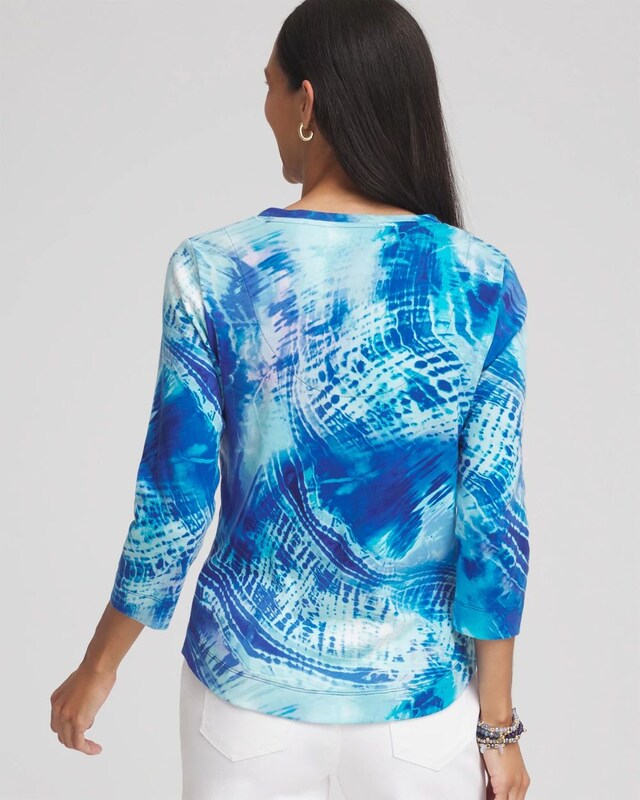 Tie Dye Pima 3/4 Sleeve Everyday Tee - image 3